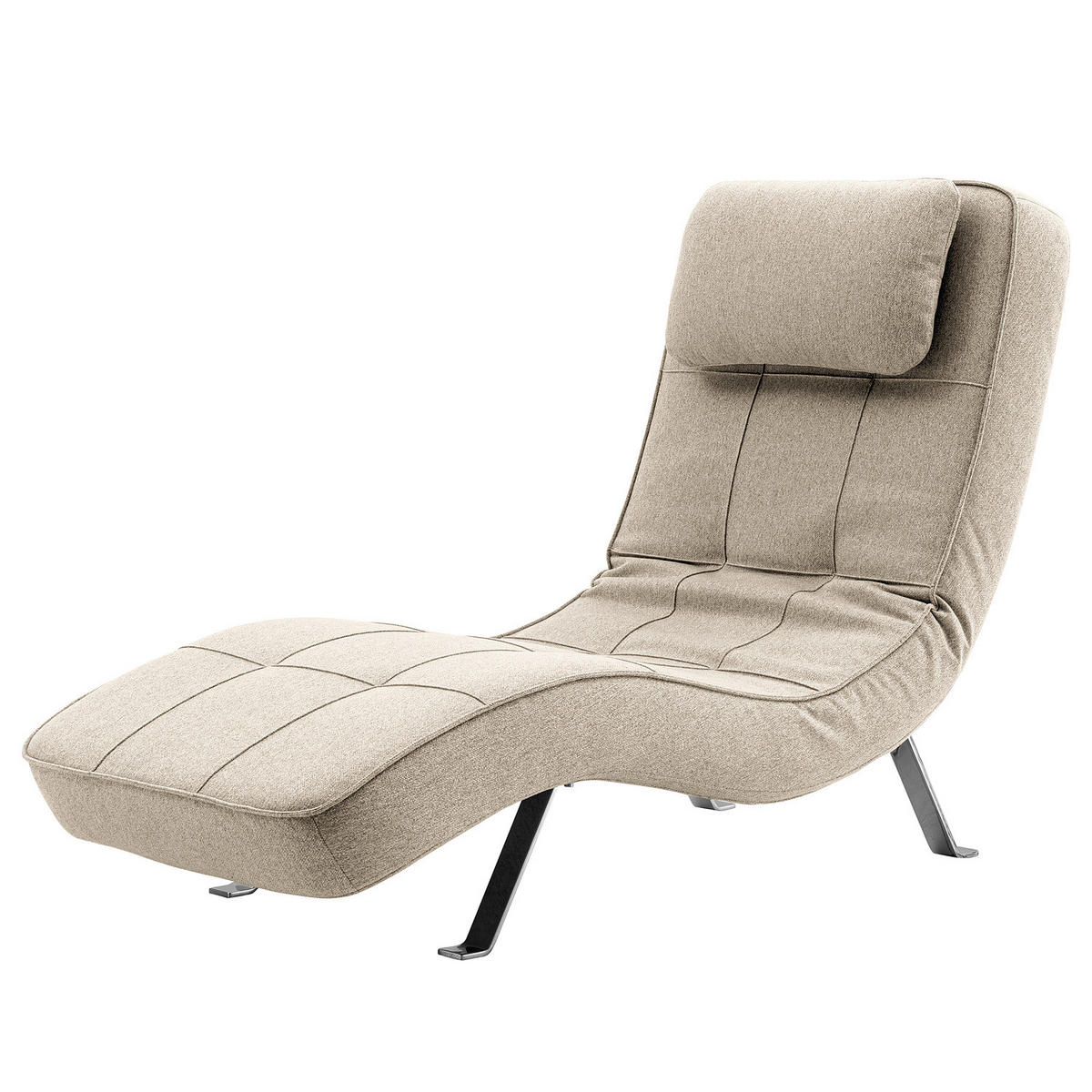 RELAXLIEGE - Chromfarben/Beige, Textil/Metall (70/80/170cm) - home24