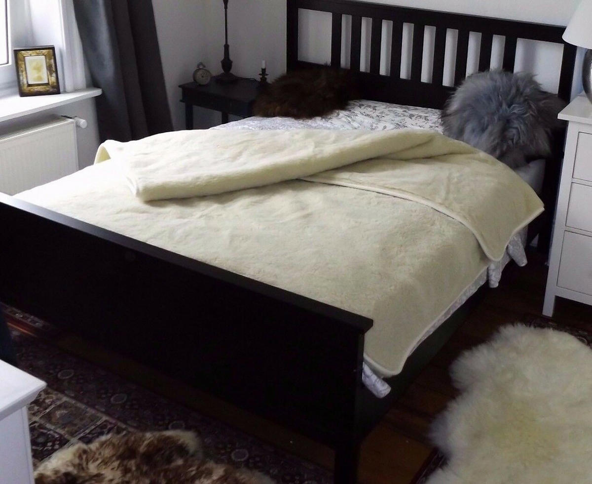 TAGESDECKE Merinowolle sehr dick Naturfarben - Beige/Weiß, Fell (200/220cm) - Provellus