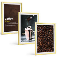 BILDER SET 3er Set - 40x60 cm Goldrahmen - Kaffeegetränk mit Schlagsahne - Goldfarben, Kunststoff (40/60cm) - TULUP