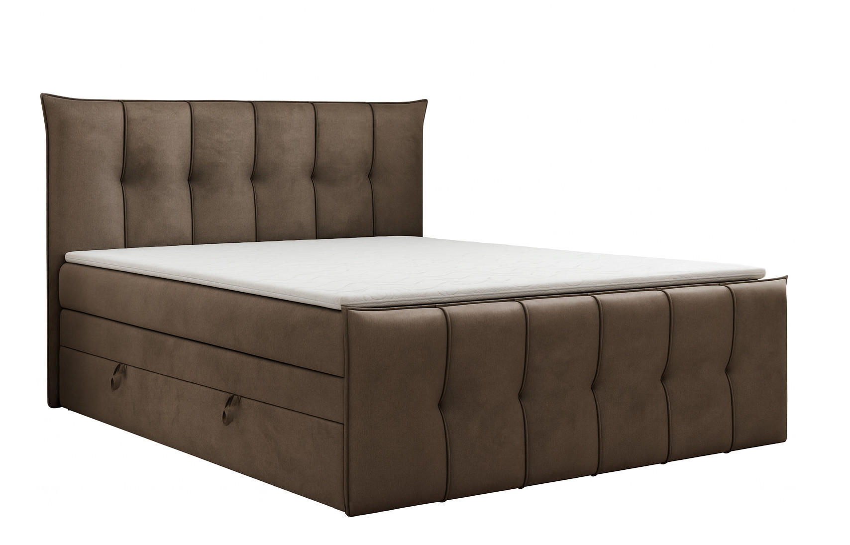 BOXSPRINGBETT SUPREME mit Topper und Bettkasten, Braun, 200x200 cm - Braun, Textil (200/200cm) - KS Home Concept