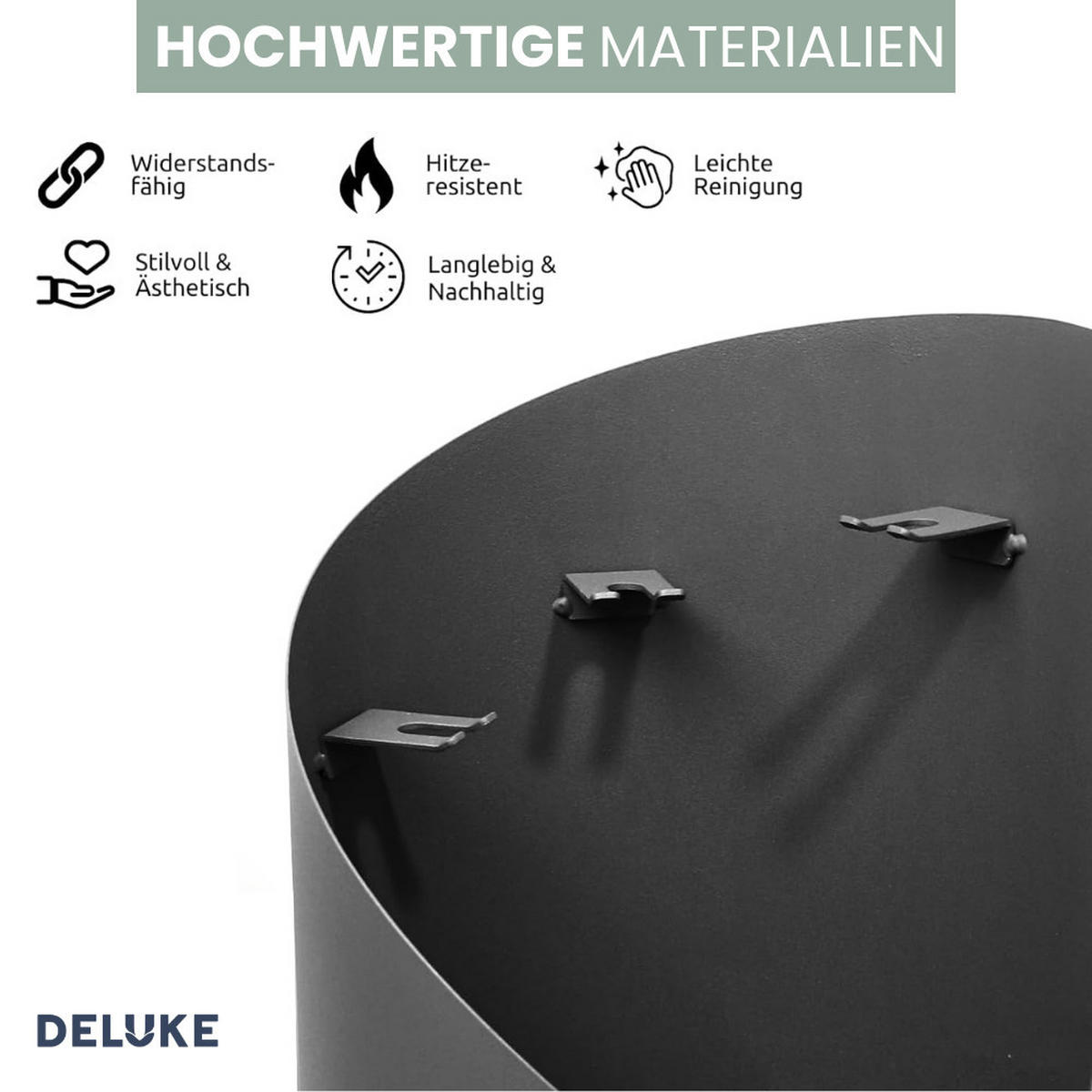 KAMINBESTECK modern IGOR 5-tlg. mit Holzgriff Schürhaken Besen Ascheschaufel Anthrazit - Anthrazit, Metall (20/50/20cm) - DELUKE