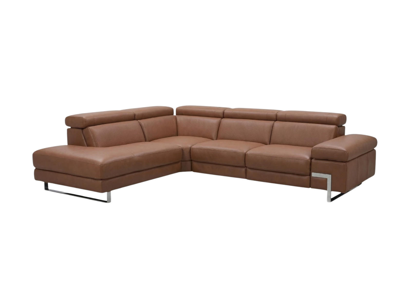 ECKSOFA Opera Echtleder Cognacbraun - Cognac, Leder/Metall (218/269cm)