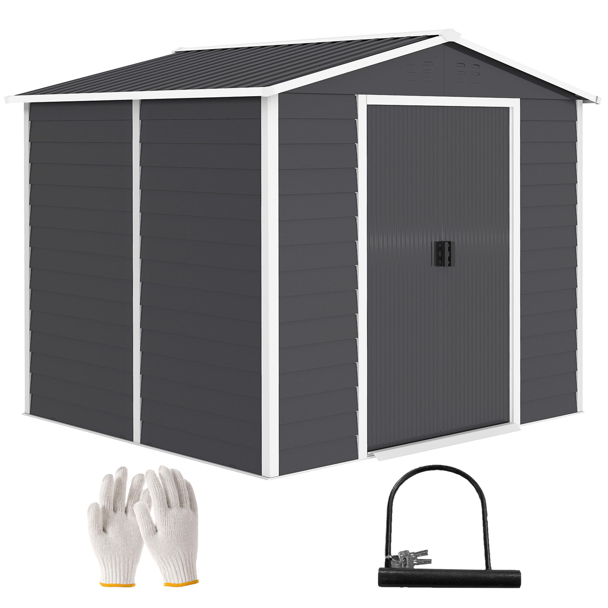 GERÄTESCHUPPEN DE-08148 wetterfest & rostfrei, abschließbar Dunkelgrau - Dunkelgrau, Metall (240/198/206cm) - ComfortXL