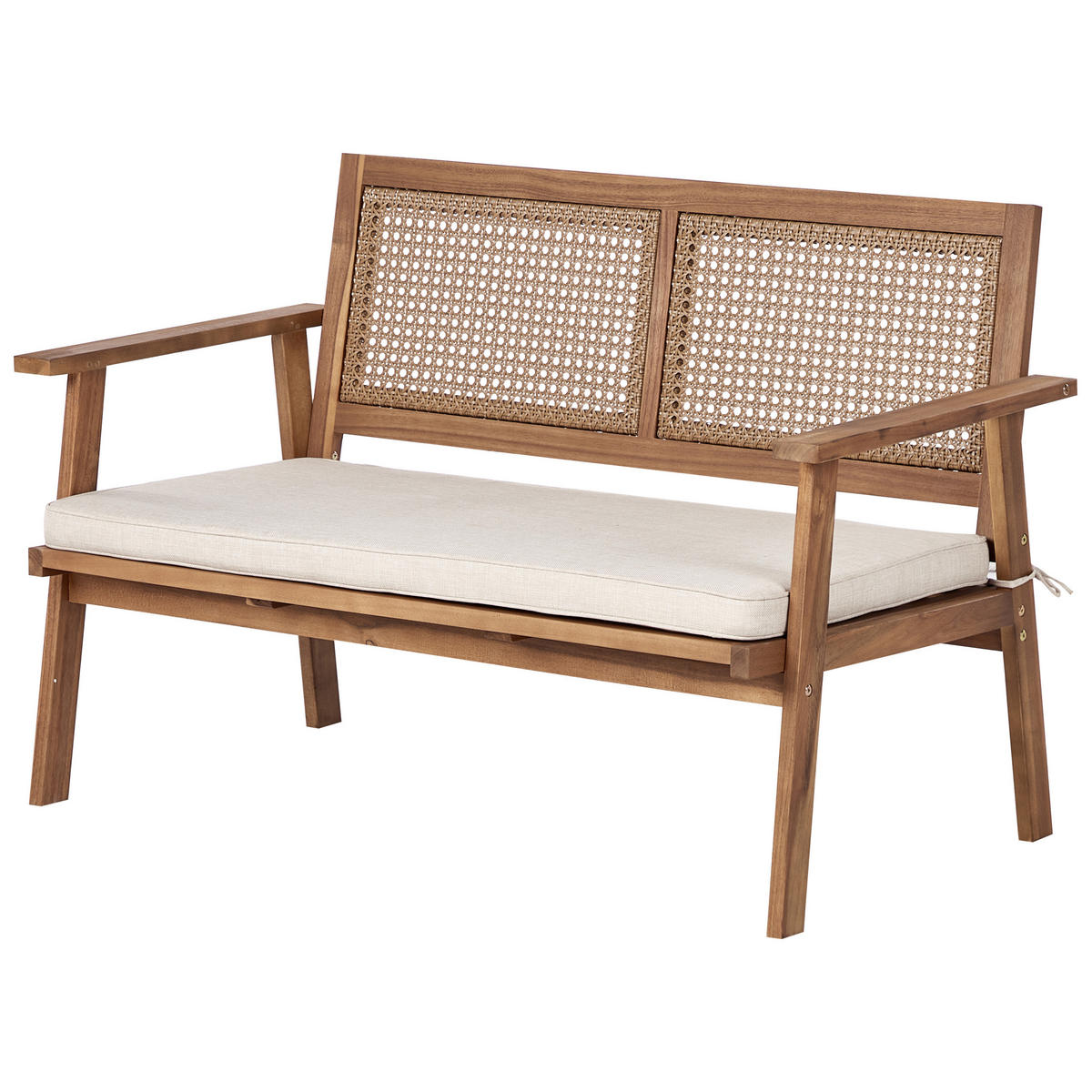 4-SITZER LOUNGE SET Akazienholz Helles Beige Arenella - Hellbraun/Beige, Holz - Beliani