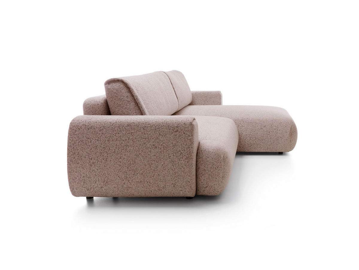 ECKSOFA ZEST Rosa Geflochtener Stoff mit Schlaffunktion - Rosa, Holz (270/167cm) - MASSENO