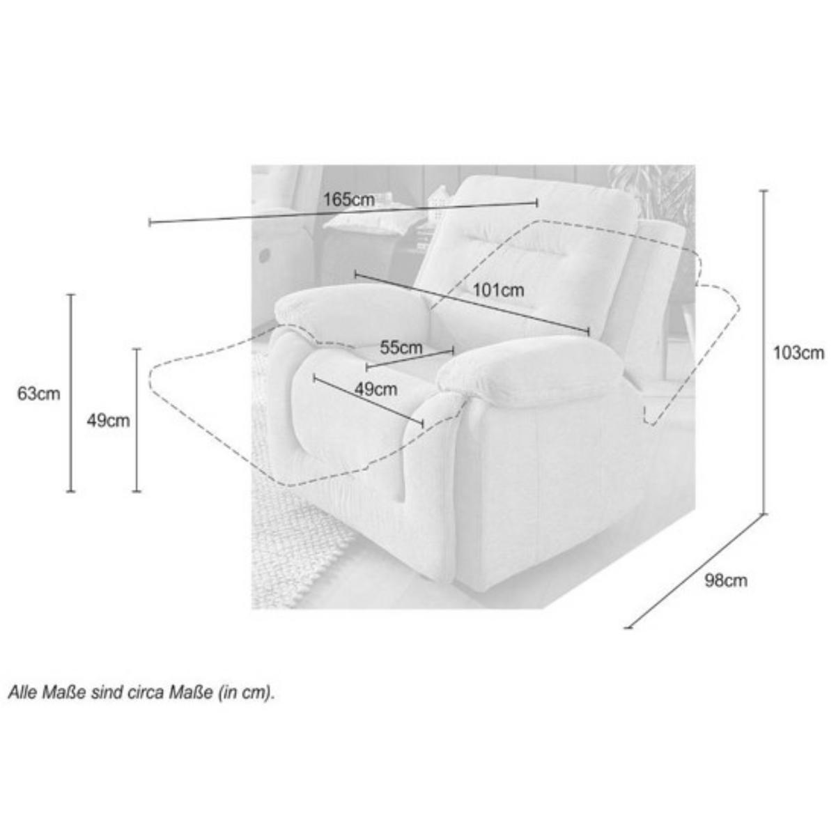 RELAX-FERNSEHSESSEL Federkern, Liegefunktion verstellbar durch halbautomatische Relaxfunktion B101/T98/H103 cm, Chenille Grau / 15501 - Schwarz/Grau, Textil (101/103/98cm) - luma-home