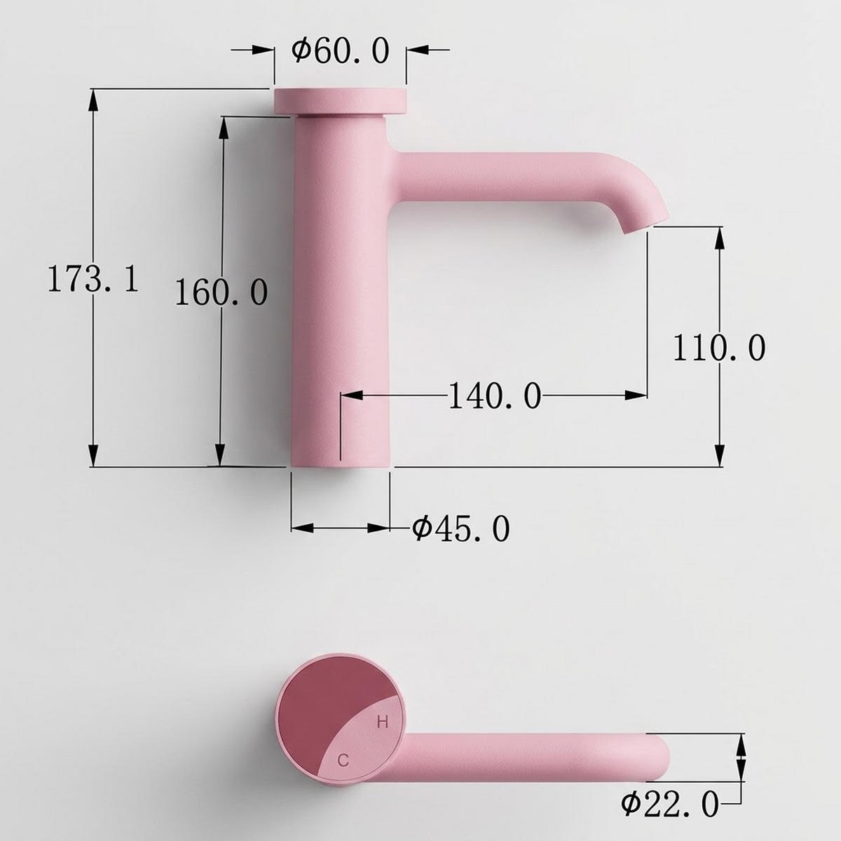 BADEZIMMERARMATUR, 17,3 x 14 cm, rosa - Pink, Metall (25/10/20cm) - Vallsero