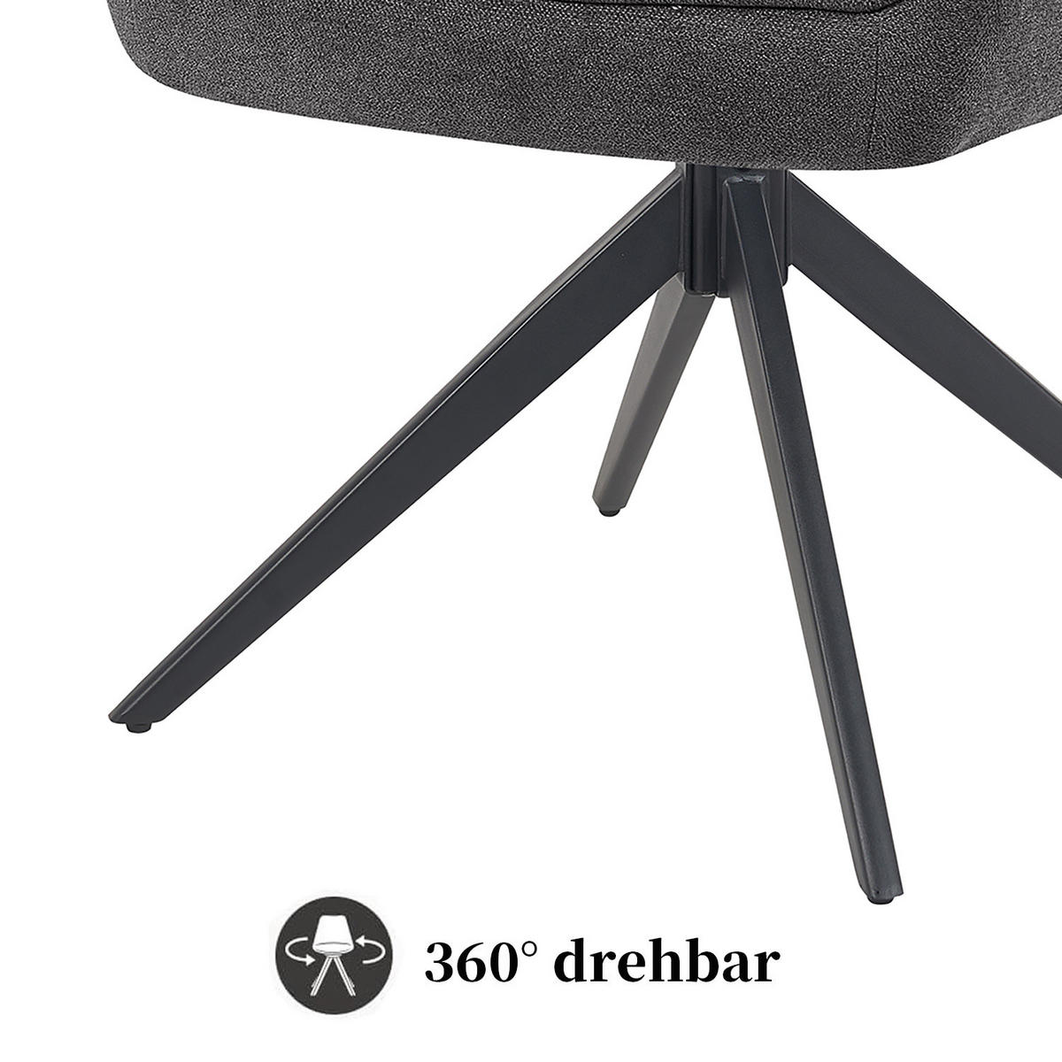 ARMLEHNSTUHL ARVIT - Schwarz/Grau, Textil/Metall (58/87/61cm) - B&D Home