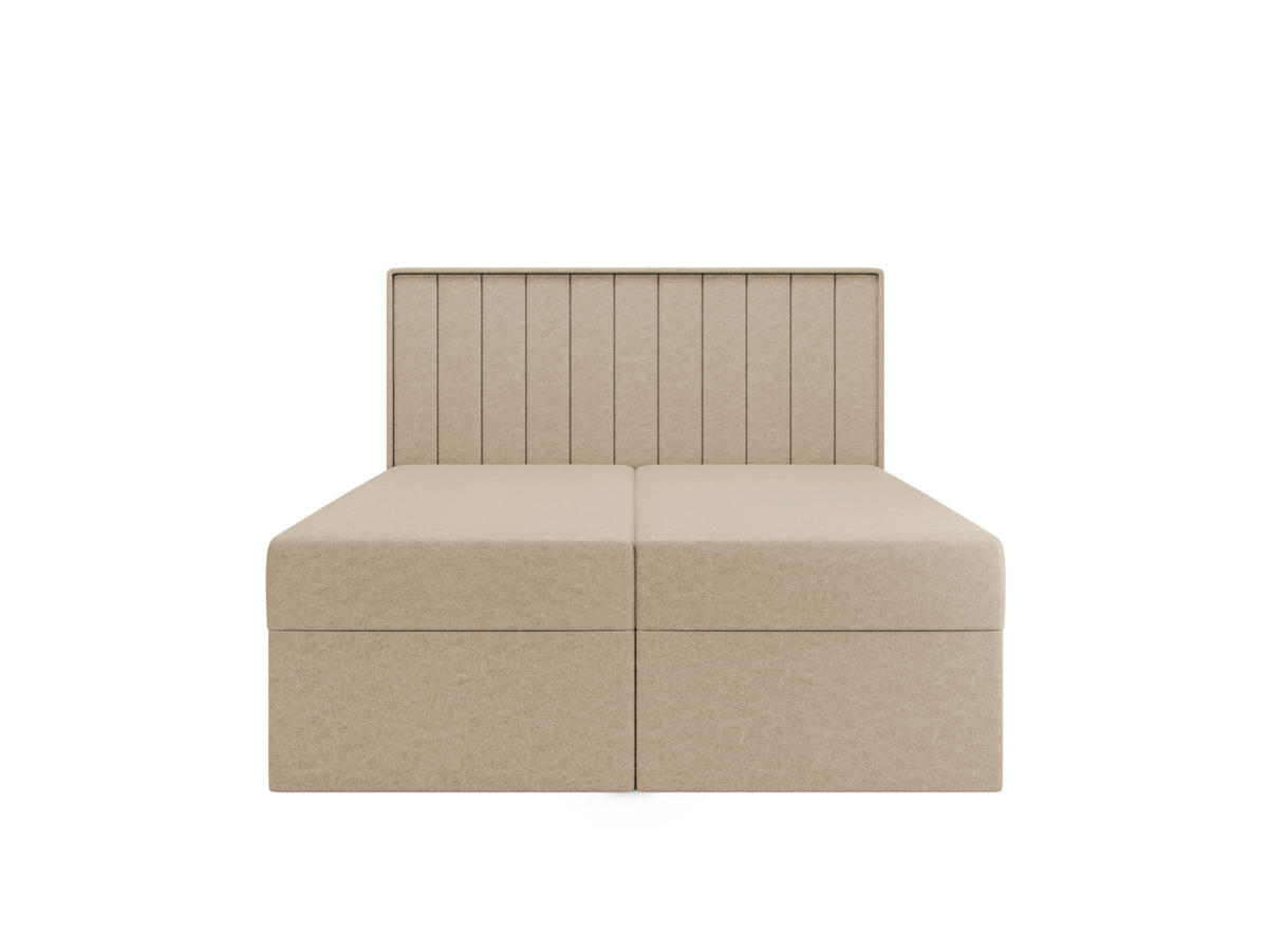 BOXBETT - Taschenmatratze + Topper 140x200 beige Velvet - Beige, Holz/Holzwerkstoff (140/200cm) - SIMKAM Furniture