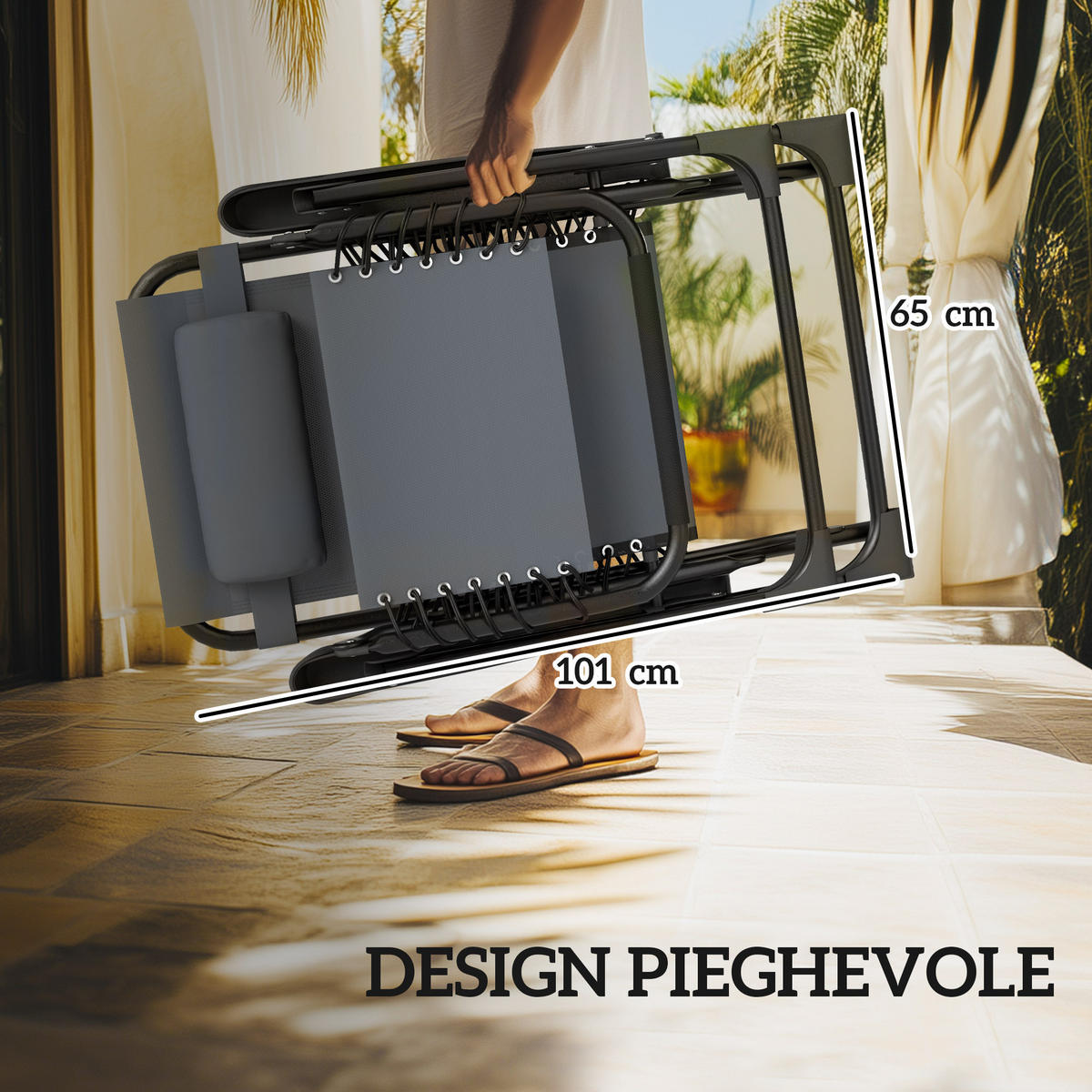 SONNENLIEGE Set mit 2 klappbaren Zero-Gravity-Liegestühlen mit verstellbarer Rückenlehne und Tisch,60*65*110 cm,,Grau - Grau, Metall (65/110/90cm) - Vallsero
