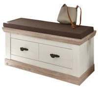 GARDEROBEN-SITZBANK Pinie Oslo Pinie Landhaus, Garderobenbank, 107 x 48 cm - Anthrazit/Weiß, Holzwerkstoff/Metall (107/50/45cm) - Furn.Design