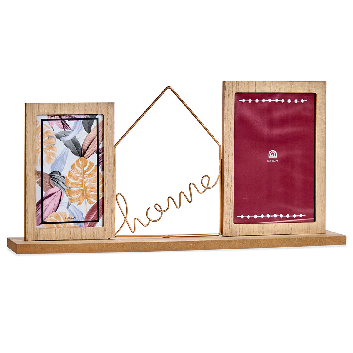 HOLZRAHMEN für 2 Fotos Home 46/6/21,5 cm - Multicolor, Holz (46/21.5/46cm) - Giftdecor