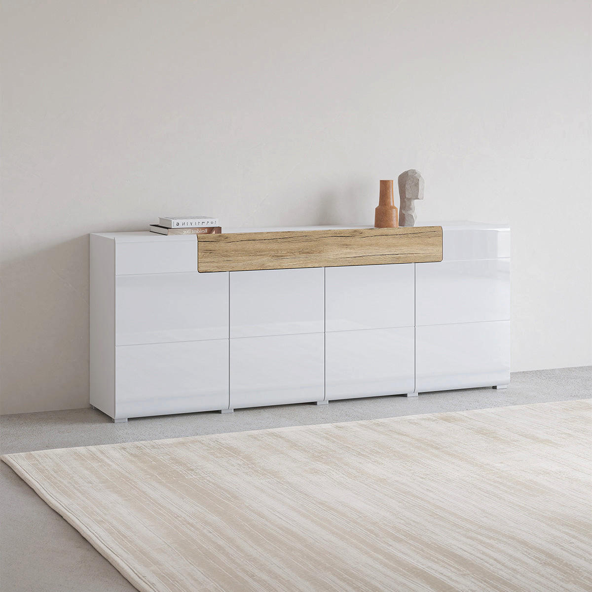 SIDEBOARD Jules Weiß und Holz - Weiß, Holzwerkstoff (208/82/39cm) - Petits-meubles