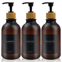 SEIFENSPENDER-SET 3 Stück 500ml PET Bernstein mit Etiketten - Braun, Kunststoff (7.4/19/7.4cm)