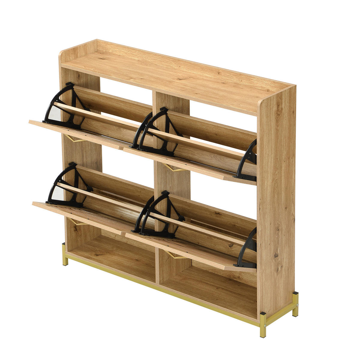 SCHUHSCHRANK 108,5/100/24 cm Holzfarbe aus MDF mit 4 Türen - Naturfarben, Holzwerkstoff (108.5/100/24cm) - OKMYHOME