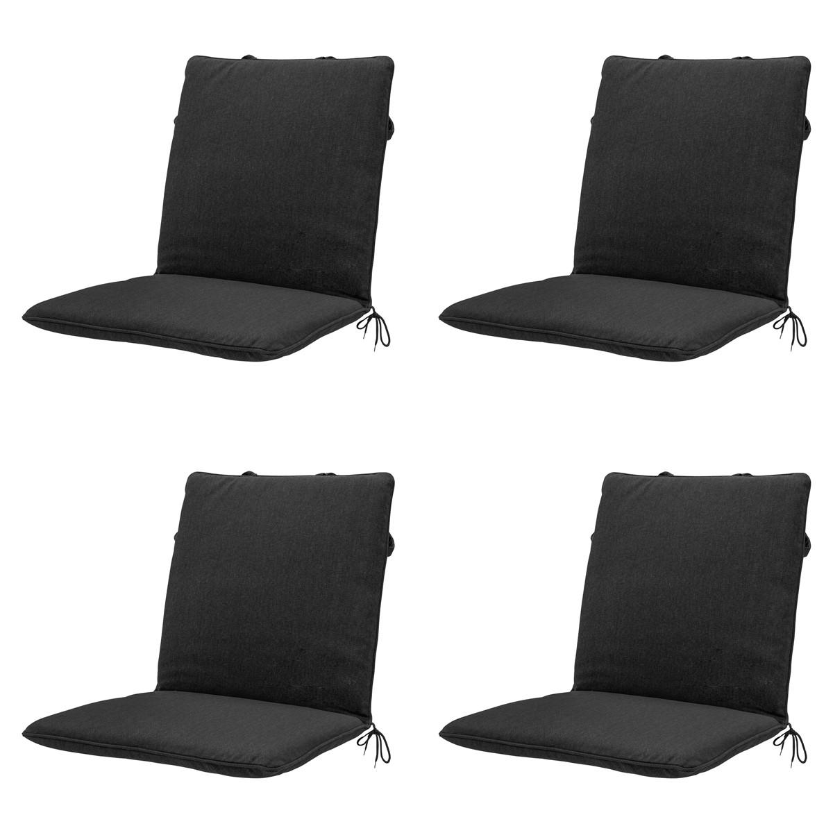 GARTENSTUHLKISSEN Canvas 97/49 cm 4er-Set - Schwarz, Textil (49/6/97cm) - Madison
