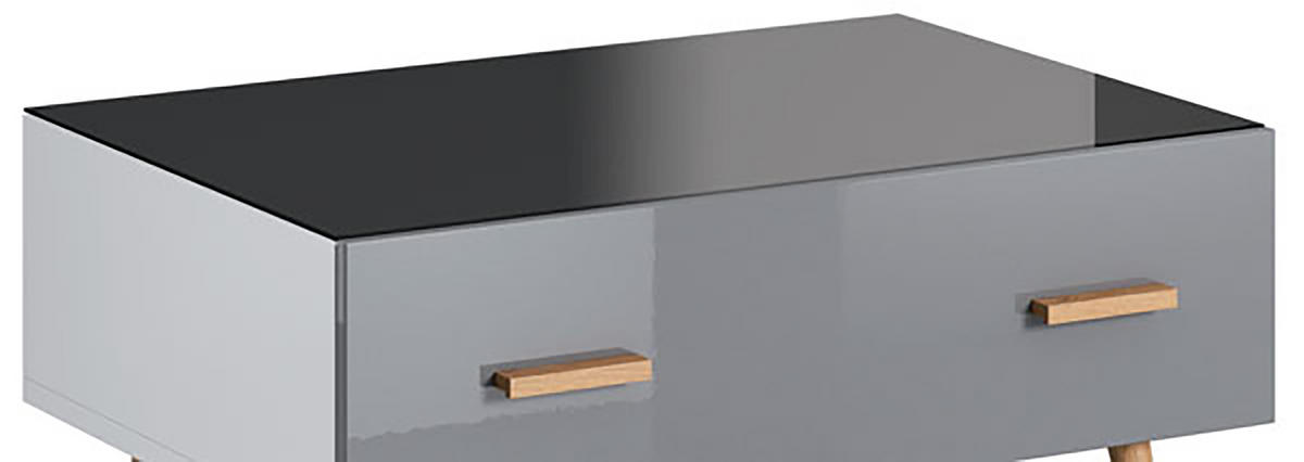 COUCHTISCH Brillo grau Hochglanz / weiß / rauchglas schwarz / Eiche Artisan 90 / 65 / 40,8cm - Graphitfarben/Grau, Holz/Holzwerkstoff (65/90/40.8cm) - Feldmann-Wohnen