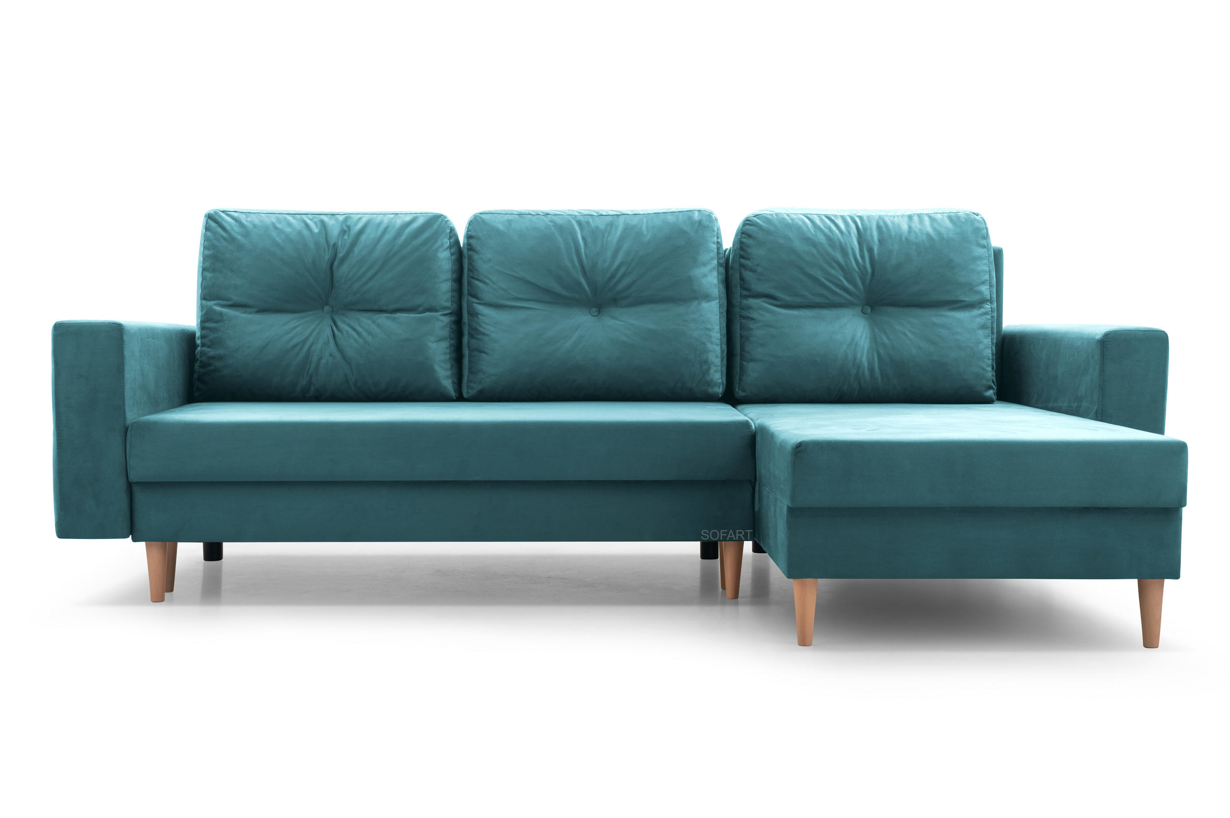 ECKSOFA Carl L - Blau - Blau, Holz (232/137cm) - Möblo