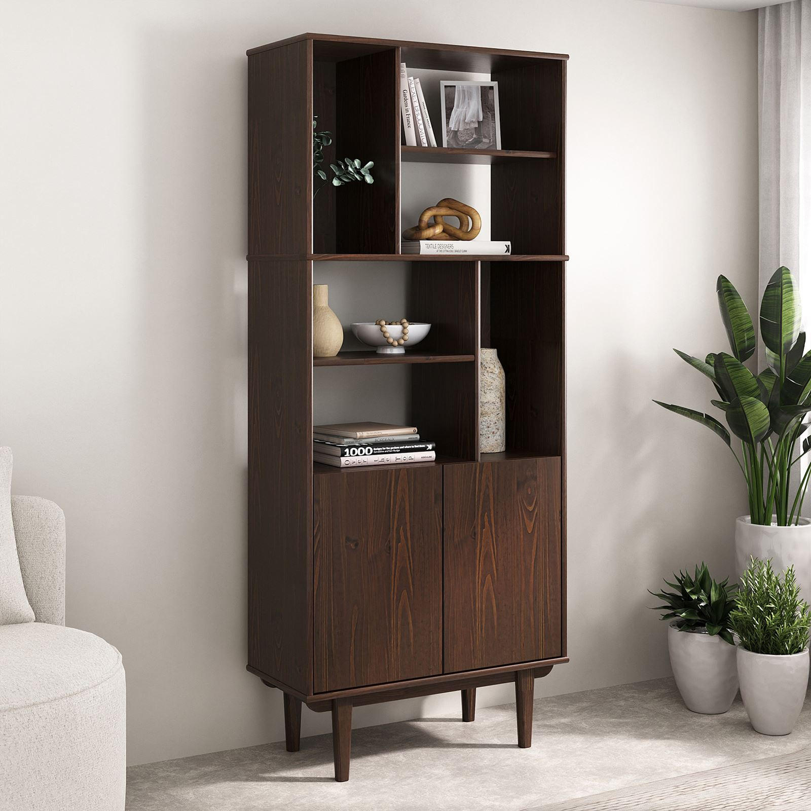 Idimex Wohnzimmerschrank Nussbaum 80x188x37 cm