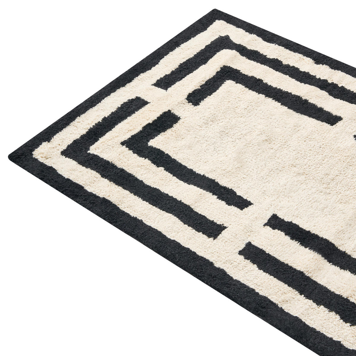 KOUPELNOVÁ PŘEDLOŽKA Černá/Béžová 60/90 cm Bavlna Risalu - černá/béžová, textil (60/90cm) - Beliani