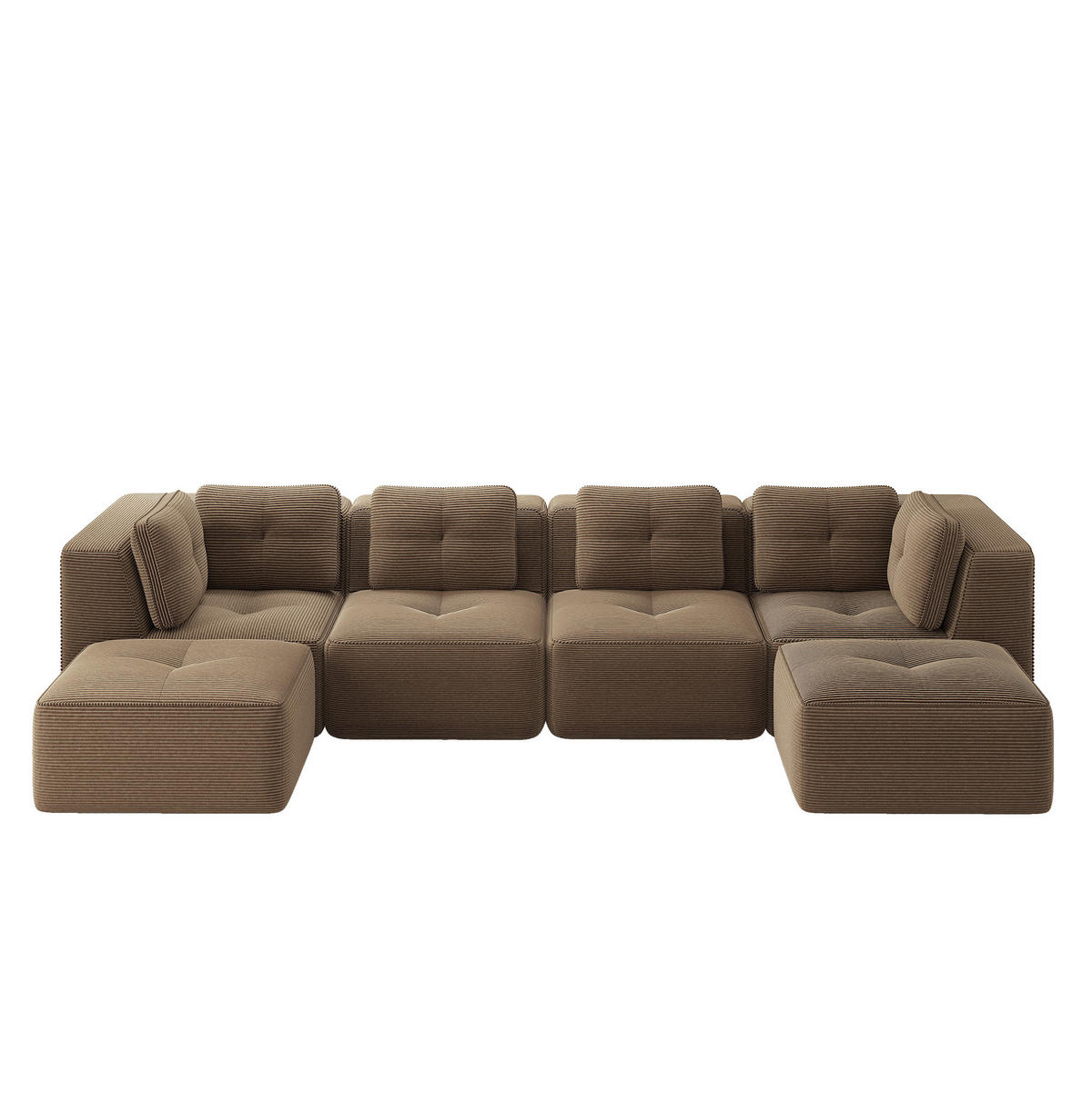 ECKSOFA 386/177/69 cm braun aus Cord mit modularem Design und rutschfestem Standfuß - Braun, Textil (177/386cm) - OKWISH