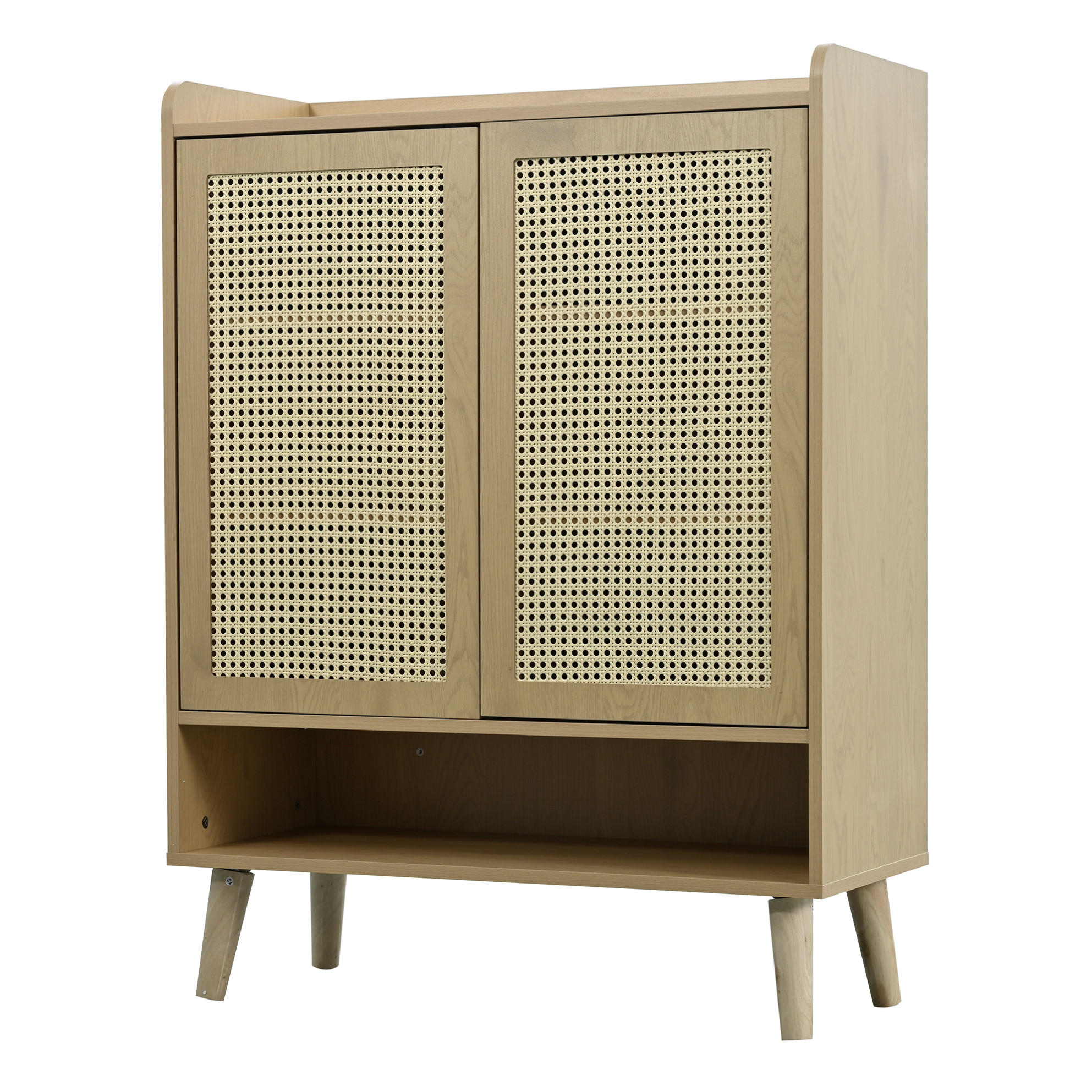 Modfu BOTNÍK z dřevotřísky 80x35x105 cm světlý dub se 2 dvířky, 5 policemi a bezúchytovým otevíráním