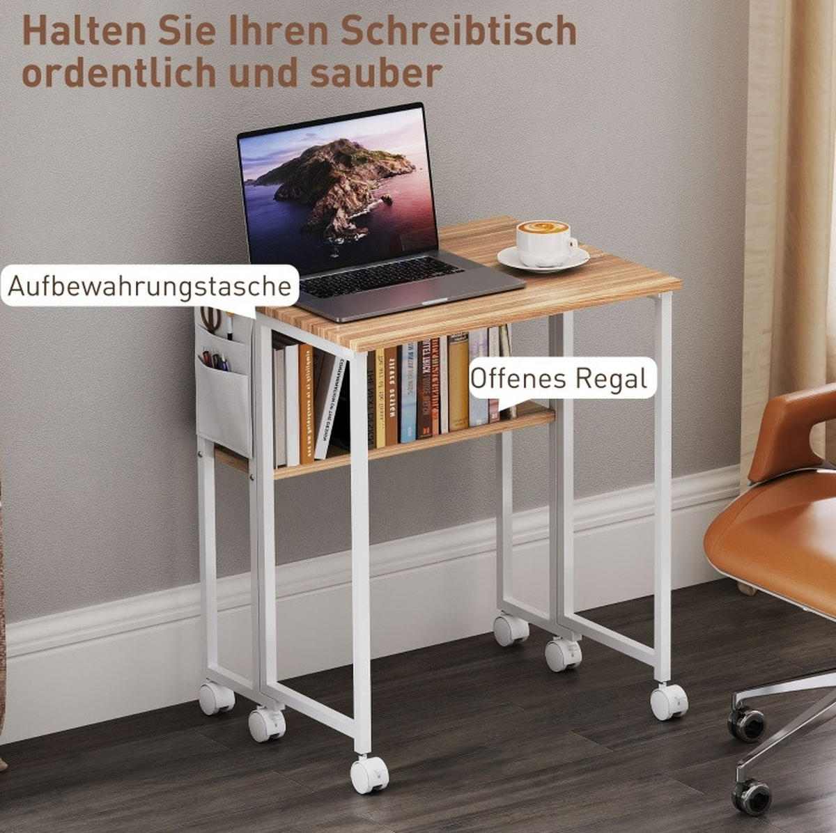 SCHREIBTISCH klappbar 63 x 50 x 75 cm Holz Natural Wood - Birnbaumfarben, Holz (63/50/75cm) - Meubliv