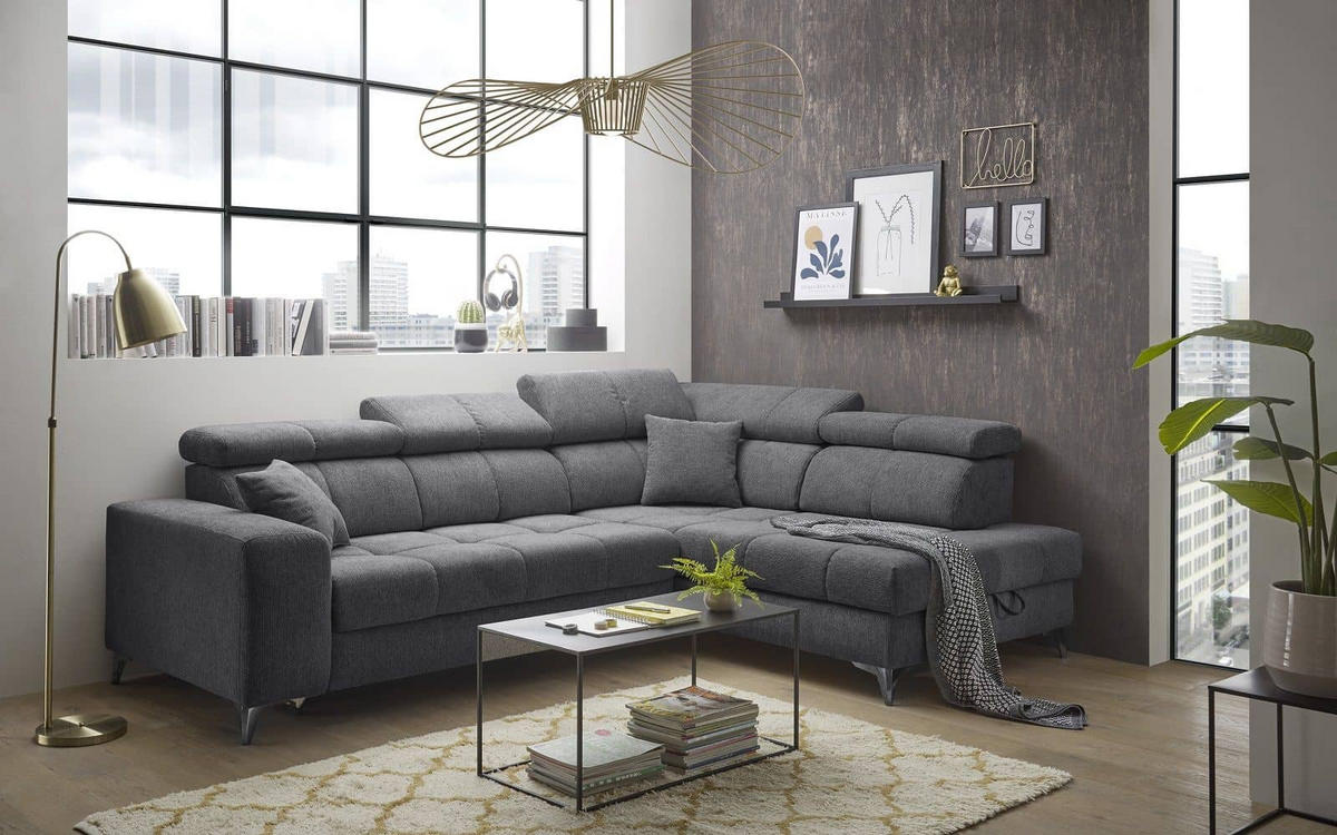 ECKSOFA mit elektrischer Wallaway-Funktion und vielseitigen Anpassungsmöglichkeiten - Anthrazit, Textil (198/282cm) - ed exciting design