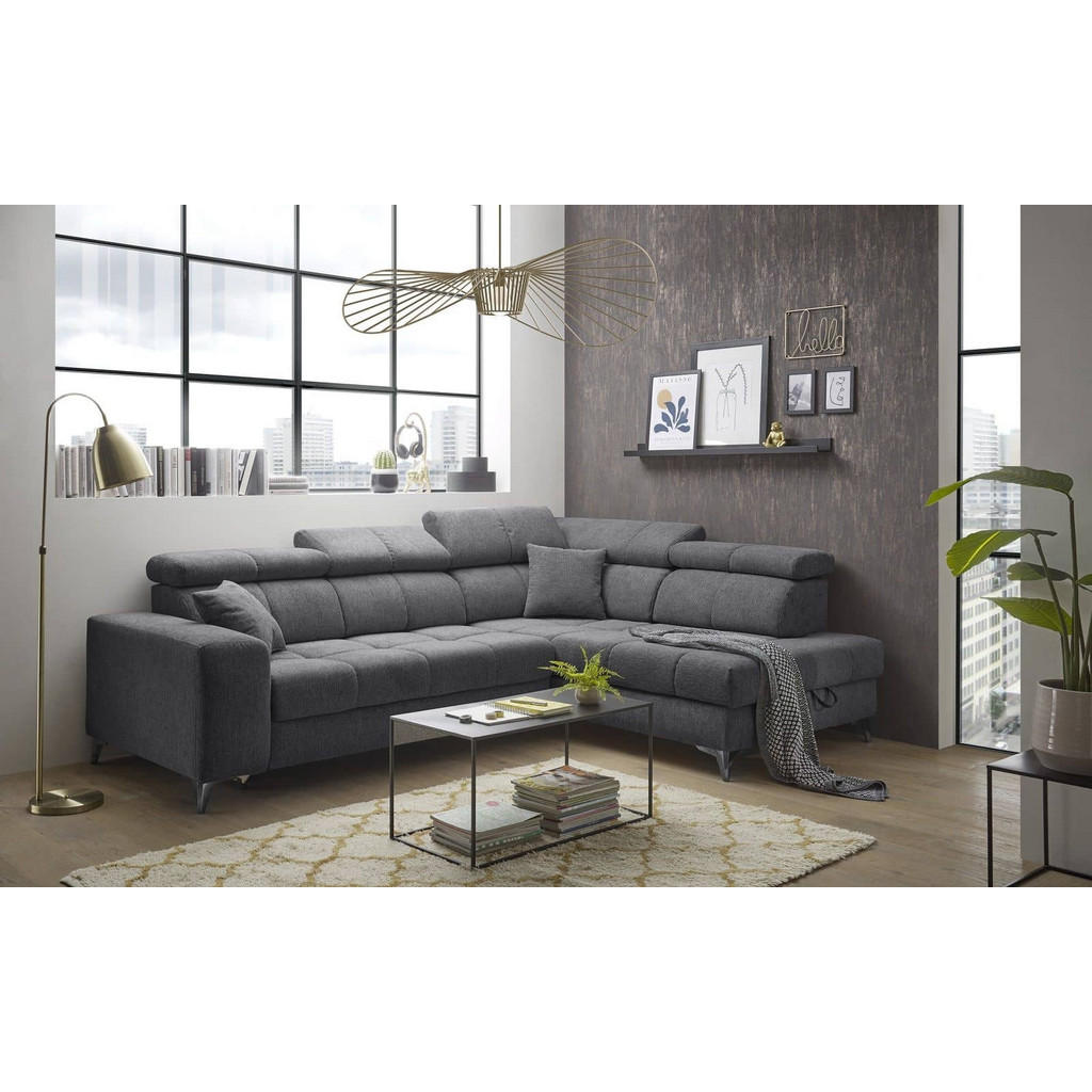 Thumbnail - ed exciting design Ecksofa, Anthrazit, Textil, 4-Sitzer, Ottomane rechts,L-Form, 282x198 cm, Wohnzimmer, Sofas & Couches...