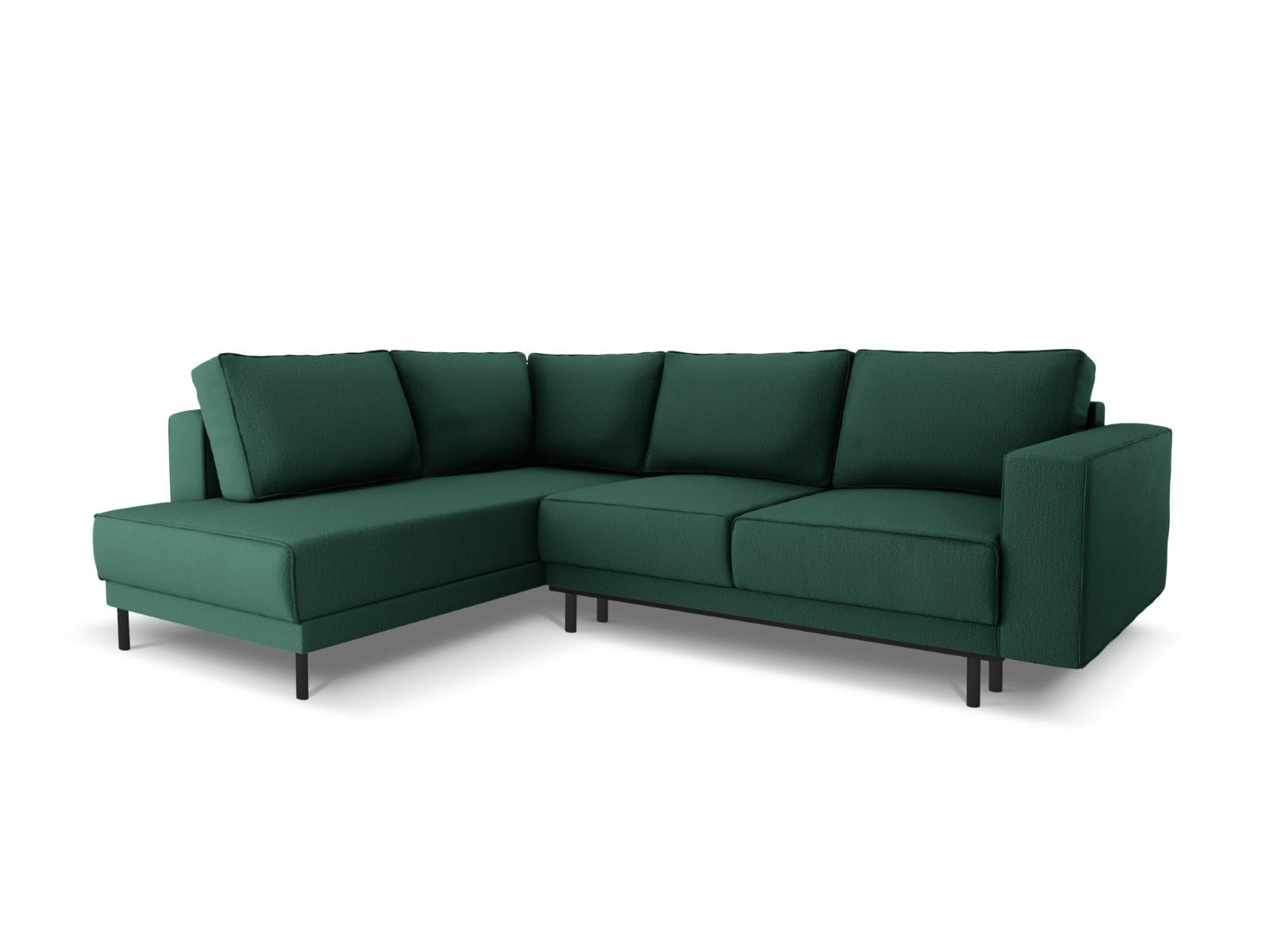 AUSKLAPPBARES-ECKSOFA links Caro aus strukturiertem Stoff grün 5 Sitzplätze - Grün, Textil (187/247cm) - Micadoni