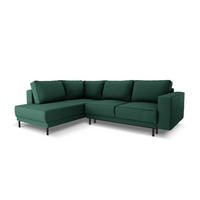 AUSKLAPPBARES-ECKSOFA links Caro aus strukturiertem Stoff grün 5 Sitzplätze - Grün, Textil (187/247cm) - Micadoni