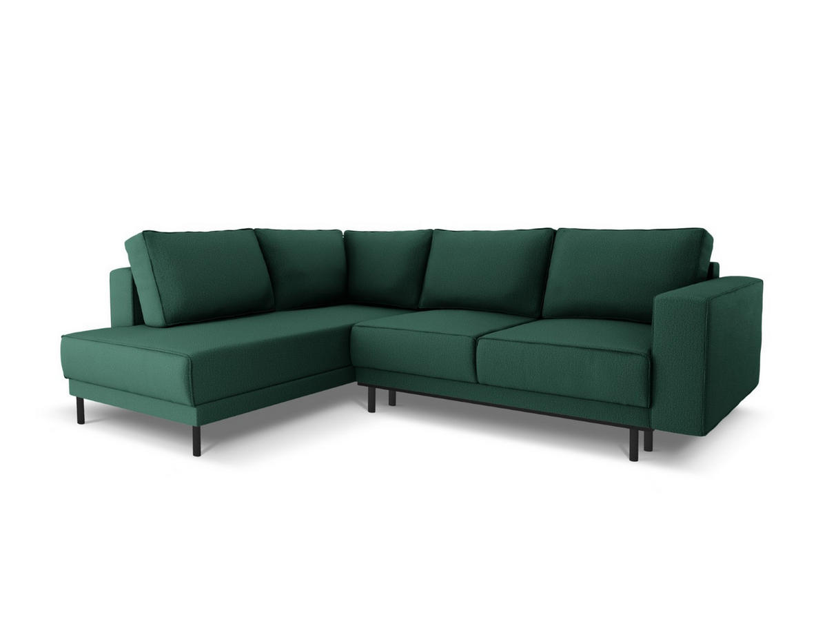 AUSKLAPPBARES-ECKSOFA links Caro aus strukturiertem Stoff grün 5 Sitzplätze - Grün, Textil (187/247cm) - Micadoni