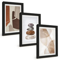 BILDER SET 3er Set - 20x30 cm Schwarzer Rahmen - Moderne abstrakte Malerei - Schwarz, Kunststoff (20/30cm) - TULUP