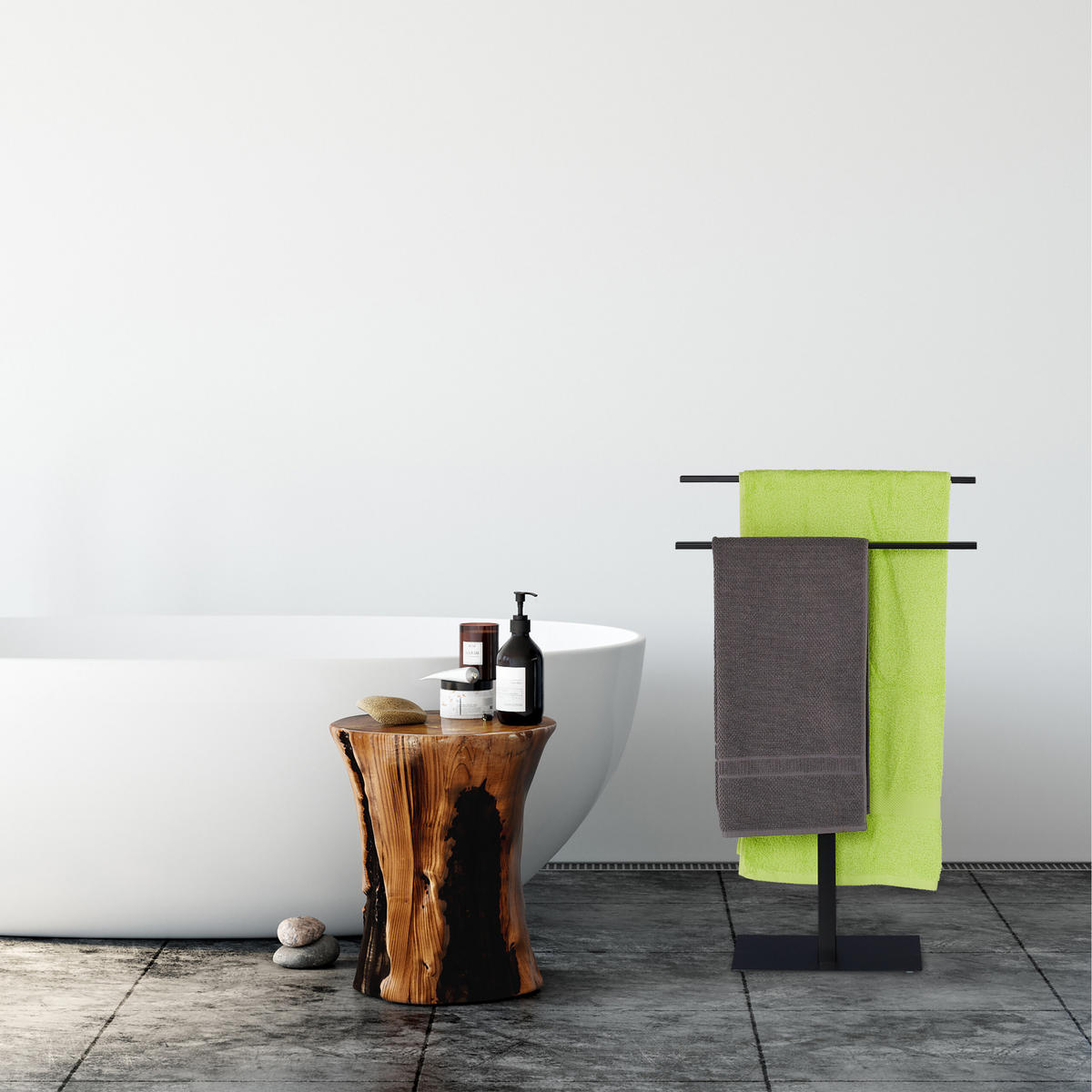 HANDTUCHSTÄNDER - Schwarz, Metall (50/82/19cm) - Relaxdays