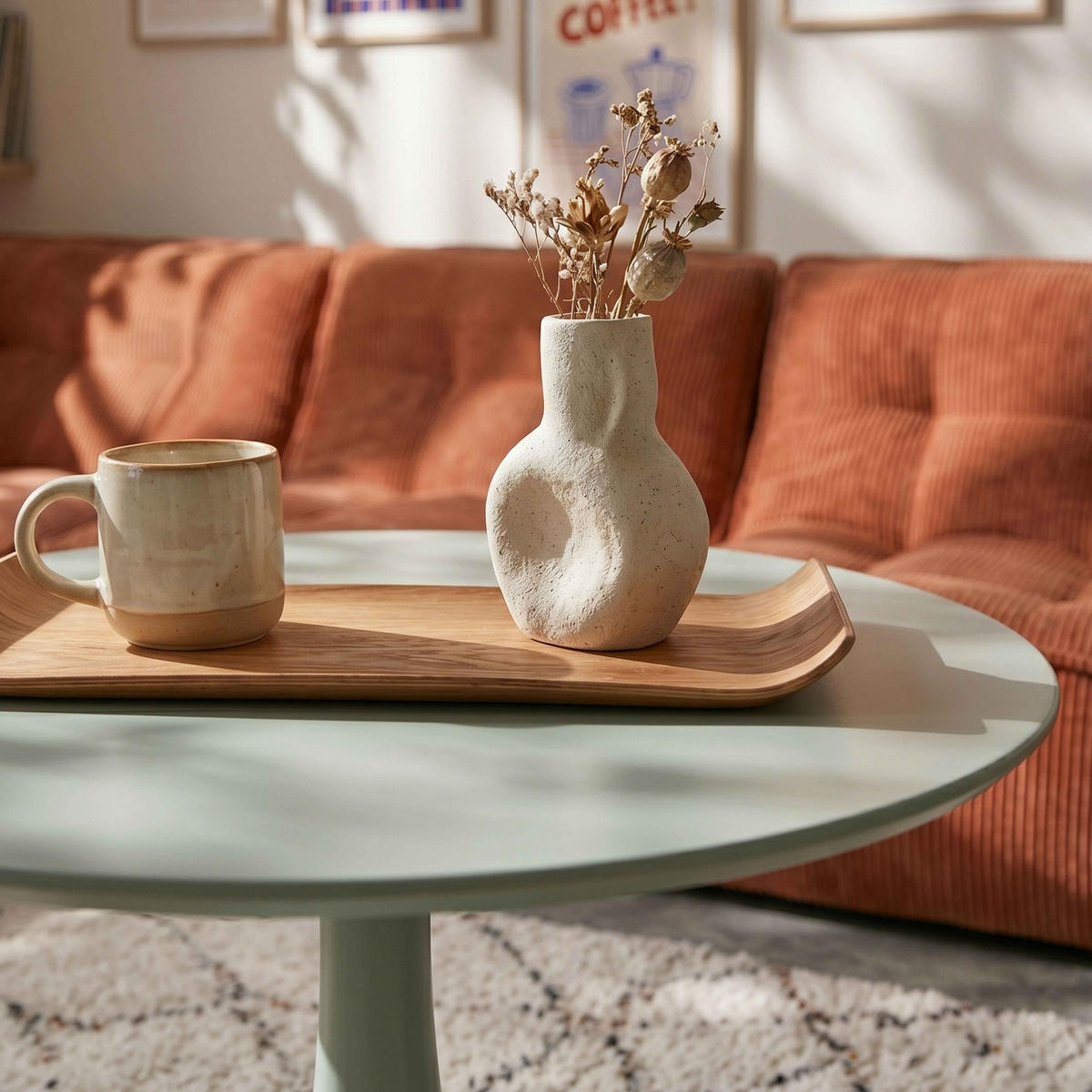 COUCHTISCH, Grün - Grün, Metall (70/70/47cm) - Oviala