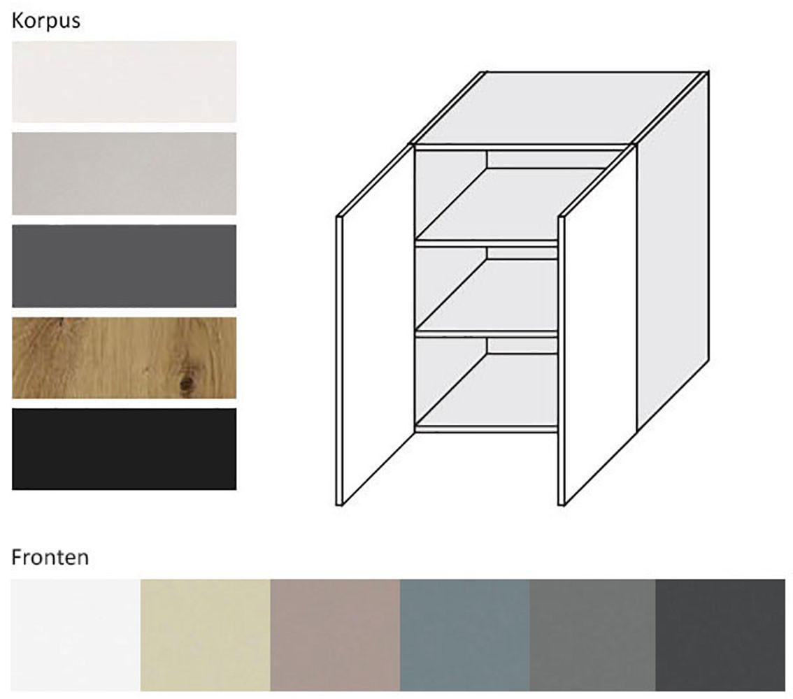 Thumbnail - Feldmann-Wohnen Küchenhängeschrank, Beige, Schwarz, Metall, 2 Fächer, Rechteckig, 60x72x32.5 cm, Küchen, Küchenmöbel, Kü...