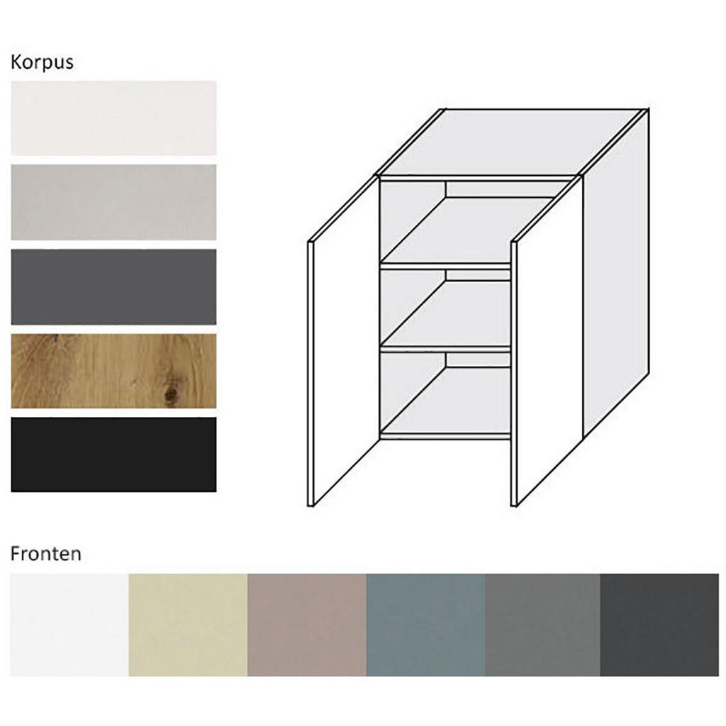 Thumbnail - Feldmann-Wohnen Küchenhängeschrank, Weiß, Dunkelgrau, Metall, 2 Fächer, Rechteckig, 60x72x32.5 cm, Küchen, Küchenmöbel, ...