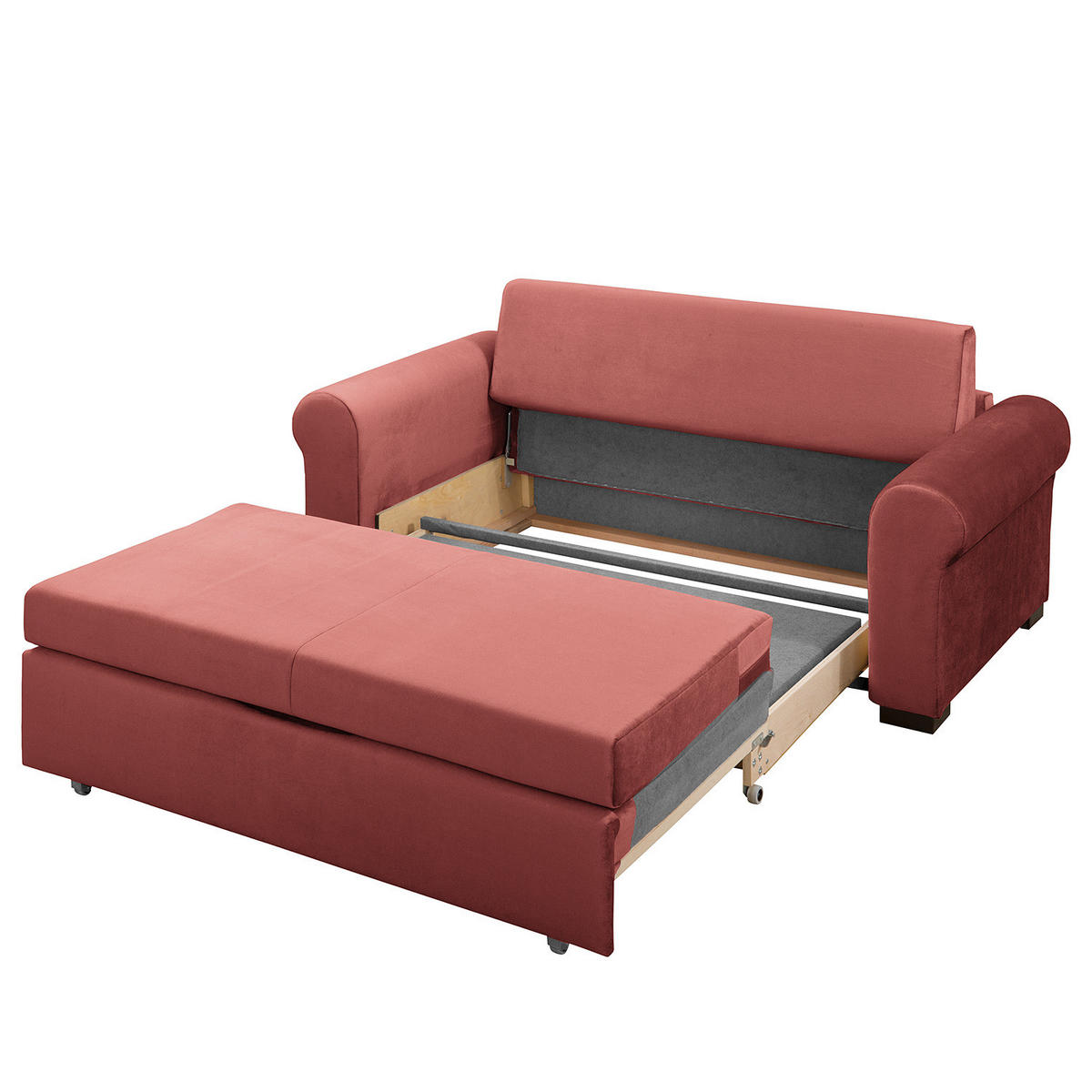SCHLAFSOFA - Transparent/Altrosa, Birkenholz/Textil (165/95/90cm) - home24