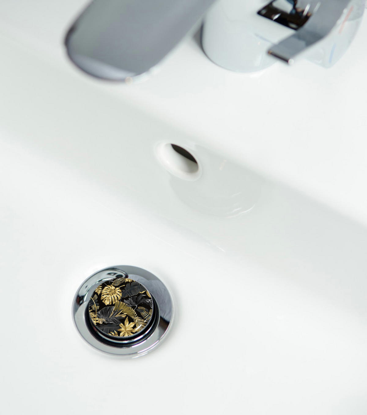 WASCHBECKENSTÖPSEL Golden Leaves - Goldfarben, Kunststoff/Metall (4/7/7cm) - Sanilo