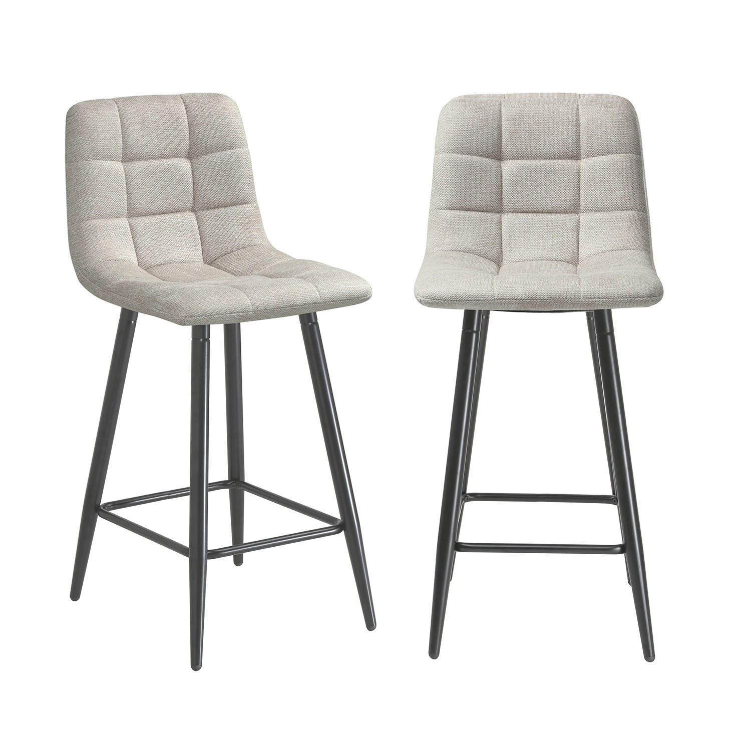2ER-SET gepolsterter Hocker aus meliertem Stoff 42/94/51 cm - Beige, Textil (42/94/49cm) - Calicosy