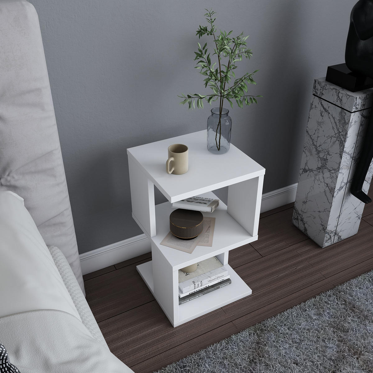 NACHTTISCH Carter Weiß - Weiß, Holzwerkstoff (29.5/49/29.5cm) - Decorotika