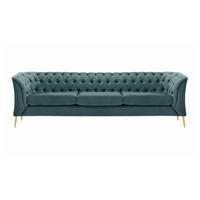 DREISITZER-SOFA Chesterfield Modern-Velluto 12 - Blau, Holz/Textil (248/74/80cm)