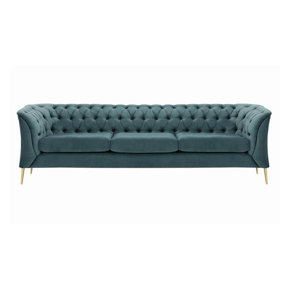 DREISITZER-SOFA Chesterfield Modern-Velluto 12 - Blau, Holz/Textil (248/74/80cm)