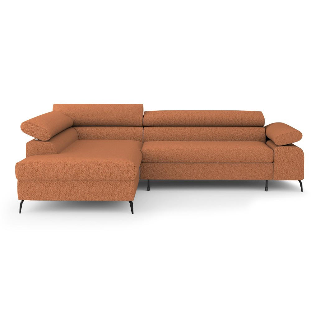 ECKSCHLAFSOFA Mellow mit Bettkasten, Ziegelrot, links - Rostfarben/Schwarz, Textil (270/205cm) - Beautysofa