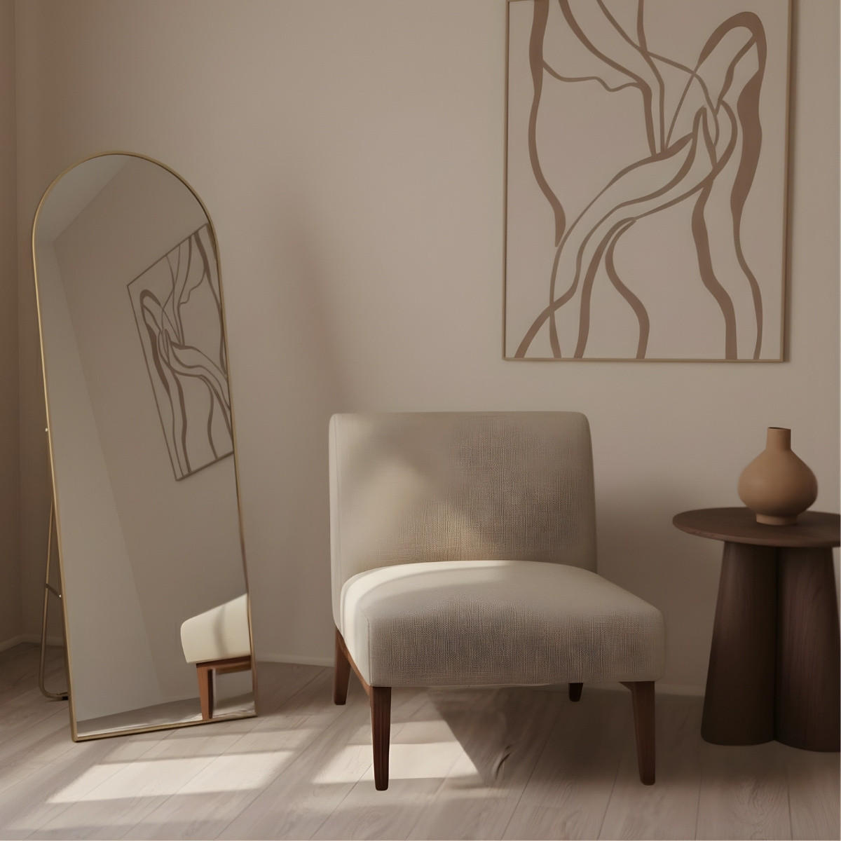 STANDSPIEGEL Fram, 150 x 50 cm - Goldfarben, Glas (50/150/2.5cm)