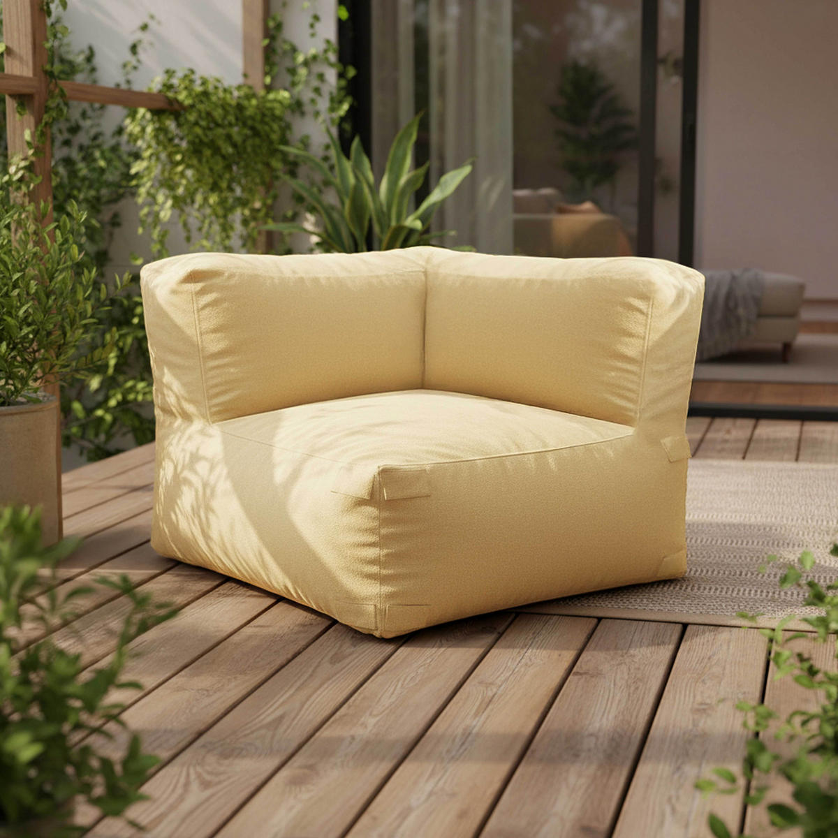 GARTENSOFA mit 4 Sitzplätzen, Hellgelb - Gelb, Textil (85/65/255cm) - Oviala