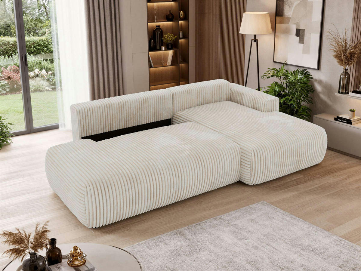 ROHOVÁ SEDAČKA TAREN L Béžová Manšestr - pravá strana - čierna/béžová, textil/plast (292/170cm) - MKS