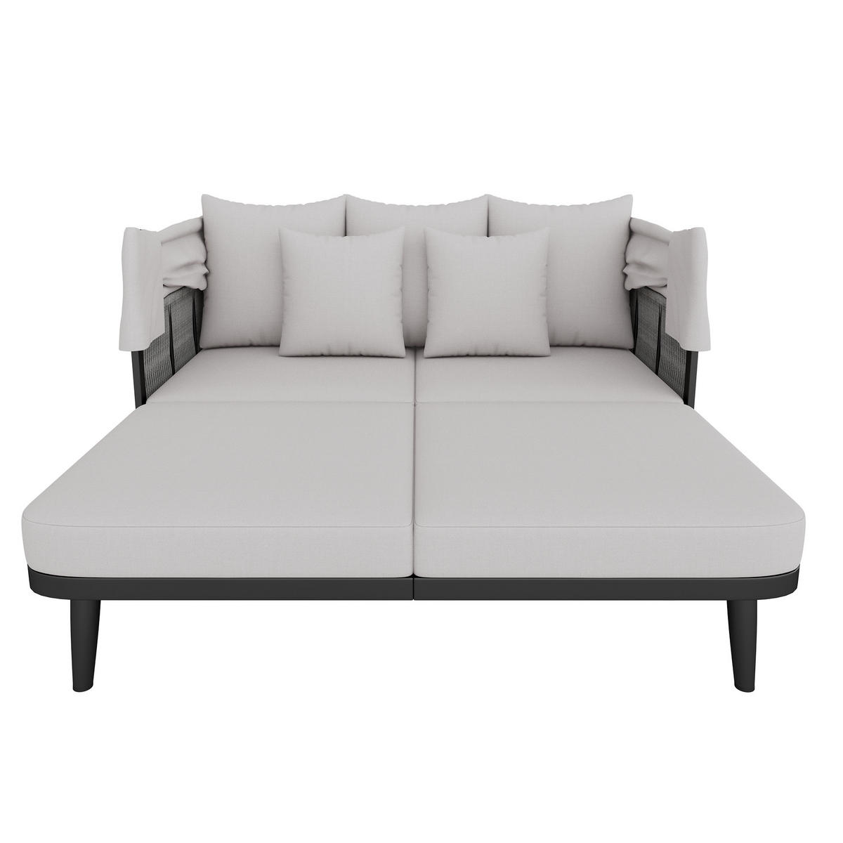 SONNENLIEGE aus Polyester 146x151x145cm in Grau mit einziehbarer Markise - Grau, Textil (152/145/146cm) - Modfu