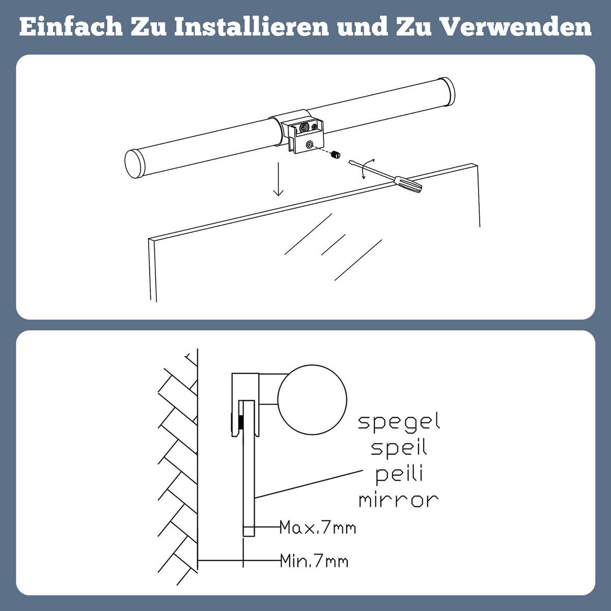 SPIEGELLEUCHTE Zyphork 5.2/3.2/40 cm - Schwarz, Kunststoff (40/5.2/3.2cm) - ZMH