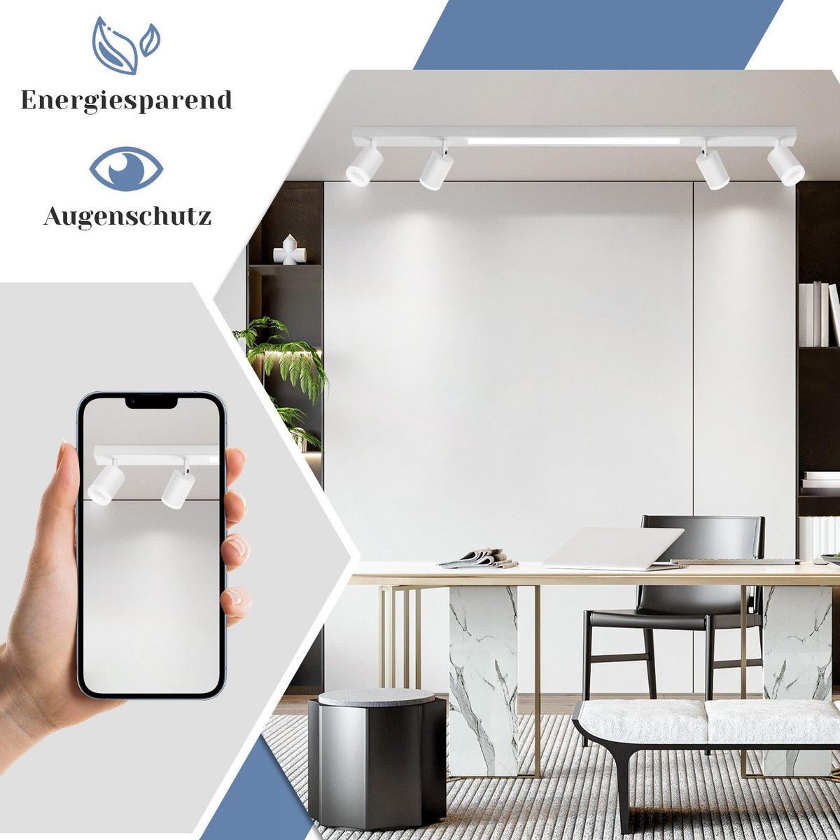 DECKENLEUCHTE Boden 4-flammig 110/5/15 cm - Weiß, Kunststoff (110/5/15cm) - Nettlife